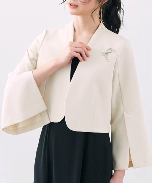 SETUP7(セットアップセブン)の「【metoi】袖スリットノーカラージャケット 結婚式 二次会 パーティー フォーマル オケージョン(ノーカラージャケット・レディース・アイボリー/ブラック・XL/L/M/S)」の14枚目の写真