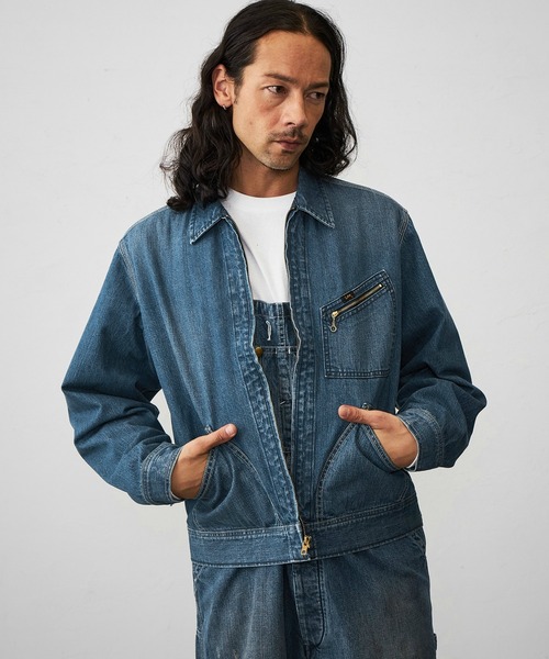 【希少】Lee 91-B ペンキ デニム ジャケット　ジップアップ ブルゾン 希少】Lee 91-B ペンキ デニム ジャケット ジップアップ