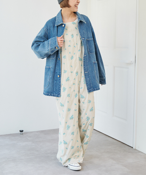 【セール】ブーケエンブロイダリーオールインワン（サロペット/オーバーオール）｜Spick & Span（スピックアンドスパン）