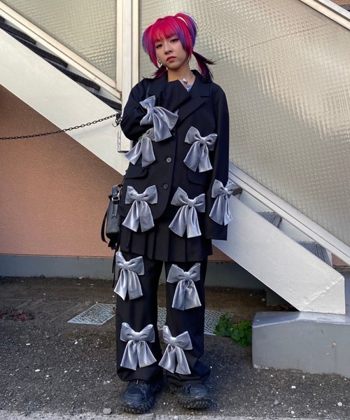 Candy Stripper(キャンディストリッパー)の「PRECIOUS RIBBON PLEATS WRAP SKIRT LAYERED パンツ(その他パンツ・レディース・グレー/ブラック・FREE)」の10枚目の写真