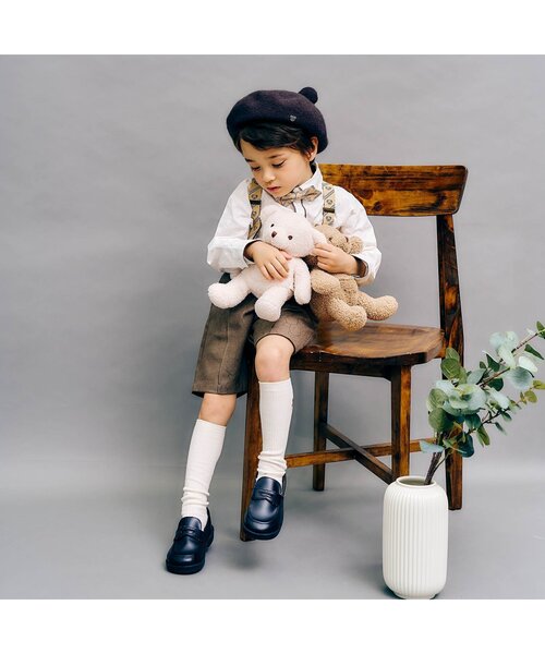 apres les cours（アプレレクール）の「tinybear 耳付きベレー帽（ハンチング/ベレー帽・キッズ・チャコール・50/54）」の2枚目の写真