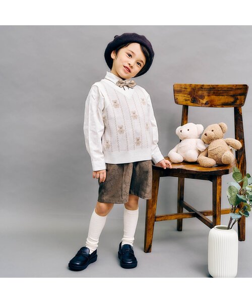 apres les cours（アプレレクール）の「tinybear 耳付きベレー帽（ハンチング/ベレー帽・キッズ・チャコール・50/54）」の3枚目の写真