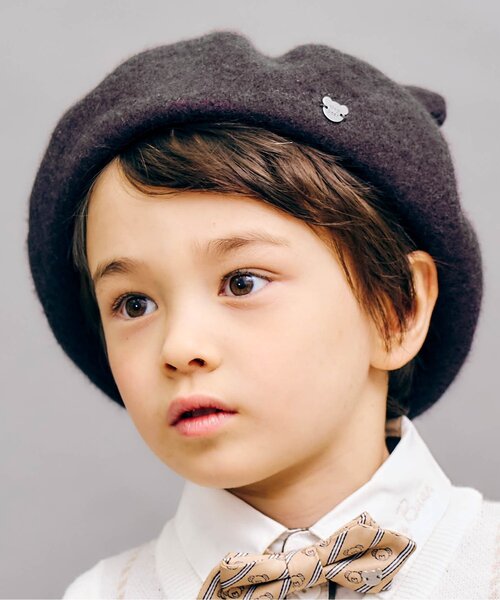 apres les cours（アプレレクール）の「tinybear 耳付きベレー帽（ハンチング/ベレー帽・キッズ・チャコール・50/54）」の7枚目の写真
