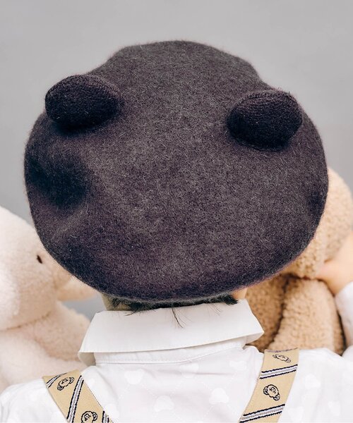 apres les cours（アプレレクール）の「tinybear 耳付きベレー帽（ハンチング/ベレー帽・キッズ・チャコール・50/54）」の8枚目の写真