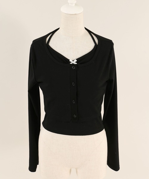 PHILLY（フィリー）の「【2点セット】リボンキャミセットカーディガン（カーディガン/ボレロ・レディース・グレー/ブラック/ホワイト・FREE）」の12枚目の写真