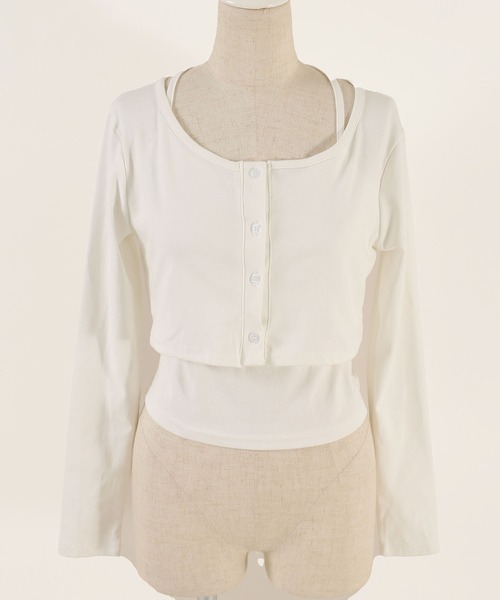 PHILLY（フィリー）の「【2点セット】リボンキャミセットカーディガン（カーディガン/ボレロ・レディース・グレー/ブラック/ホワイト・FREE）」の13枚目の写真