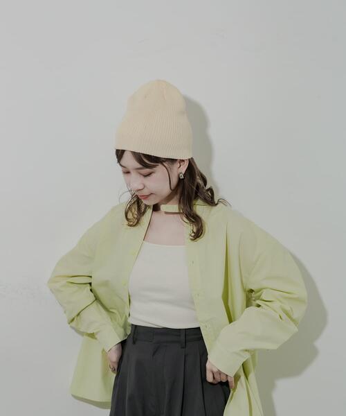 SMELLY(スメリー)の「リブニットビーニー(ニットキャップ/ビーニー・レディース・チャコールグレー/アイボリー/ブラック・-)」の6枚目の写真