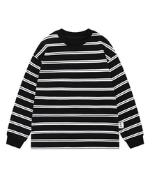 double stripe mock neck pullover