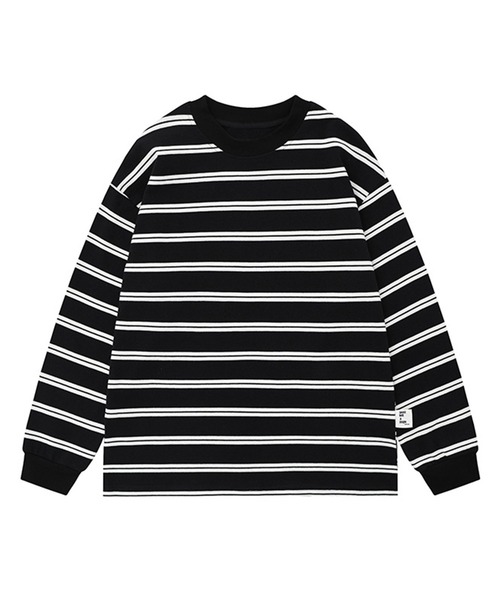 SUWDEE(スーディー)の「double stripe mock neck pullover(Tシャツ/カットソー・レディース・ブラック/ホワイト・S/M/L)」の1枚目の写真