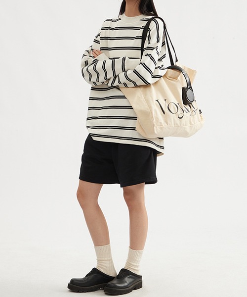 SUWDEE(スーディー)の「double stripe mock neck pullover(Tシャツ/カットソー・レディース・ブラック/ホワイト・S/M/L)」の5枚目の写真
