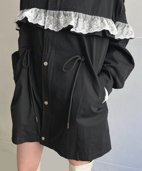 Jewelobe（ジュエローブ）の「レースフリルルーズモッズブルゾン（ブルゾン・レディース・カーキ/ブラック・FREE）」の18枚目の写真