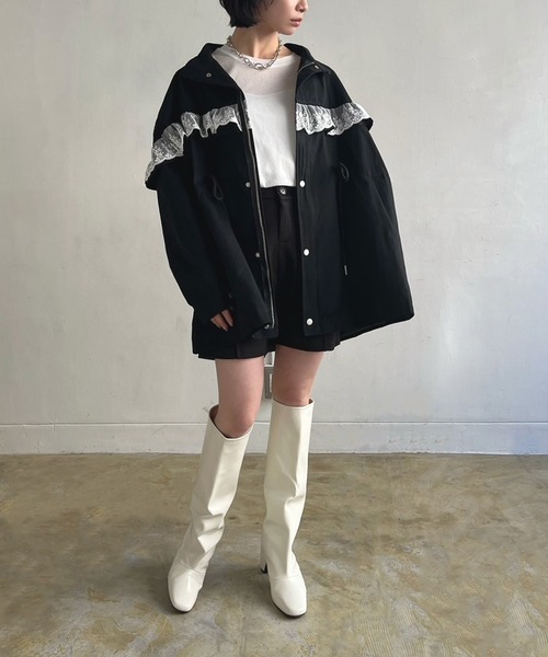 Jewelobe（ジュエローブ）の「レースフリルルーズモッズブルゾン（ブルゾン・レディース・カーキ/ブラック・FREE）」の20枚目の写真