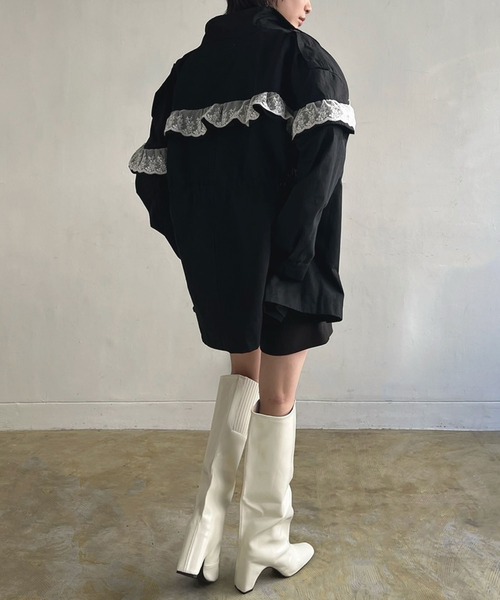 Jewelobe（ジュエローブ）の「レースフリルルーズモッズブルゾン（ブルゾン・レディース・カーキ/ブラック・FREE）」の21枚目の写真