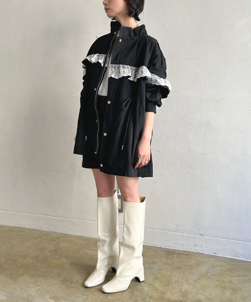 Jewelobe（ジュエローブ）の「レースフリルルーズモッズブルゾン（ブルゾン・レディース・カーキ/ブラック・FREE）」の22枚目の写真