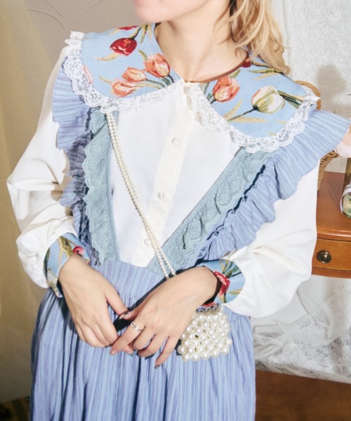 kutir（クティール）の「【クティールとレトロ】セット着用可　ゴブランレースブラウス（シャツ/ブラウス・レディース・グレー/ブルー/グリーン・FREE）」の3枚目の写真