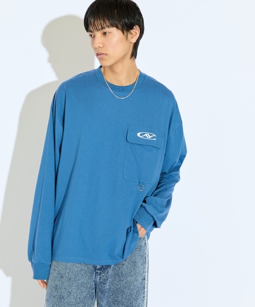 Lui's（ルイス）の「【Neucon/ニューコン】ロゴ刺繡フラップポケットリングデザインロンT（Tシャツ/カットソー・メンズ・ホワイト/ブルー/ブラック・2/1）」の20枚目の写真