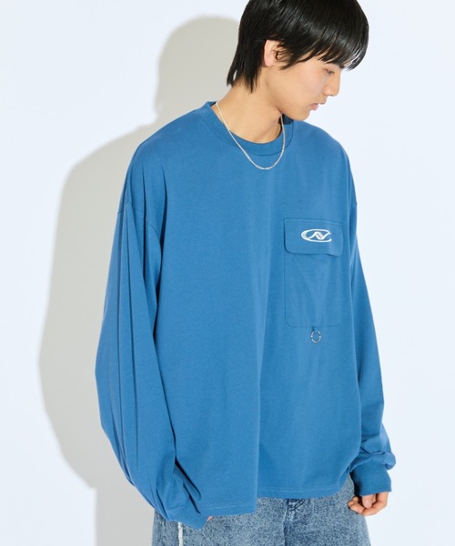 Lui's（ルイス）の「【Neucon/ニューコン】ロゴ刺繡フラップポケットリングデザインロンT（Tシャツ/カットソー・メンズ・ホワイト/ブルー/ブラック・2/1）」の21枚目の写真