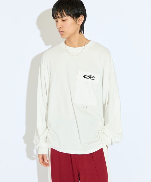 Lui's（ルイス）の「【Neucon/ニューコン】ロゴ刺繡フラップポケットリングデザインロンT（Tシャツ/カットソー・メンズ・ホワイト/ブルー/ブラック・2/1）」の13枚目の写真