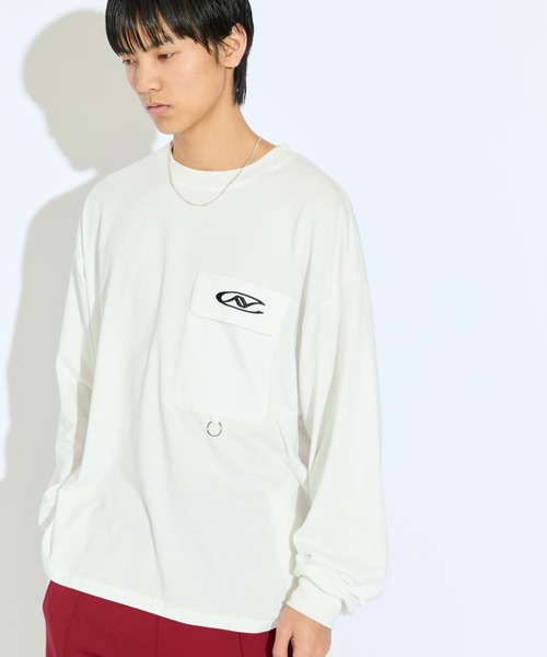 Lui's（ルイス）の「【Neucon/ニューコン】ロゴ刺繡フラップポケットリングデザインロンT（Tシャツ/カットソー・メンズ・ホワイト/ブルー/ブラック・2/1）」の16枚目の写真