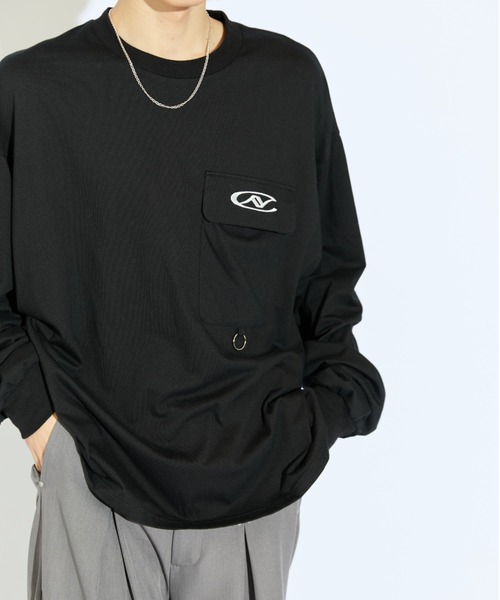 Lui's（ルイス）の「【Neucon/ニューコン】ロゴ刺繡フラップポケットリングデザインロンT（Tシャツ/カットソー・メンズ・ホワイト/ブルー/ブラック・2/1）」の7枚目の写真