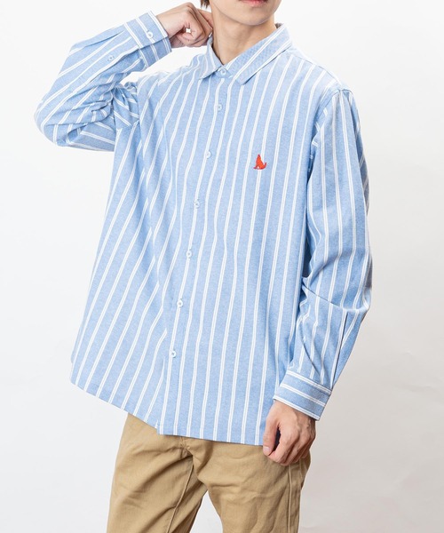 Healthknit Product(ヘルスニットプロダクト)の「Healthknit Product ヘルスニットプロダクト コヨーテ 刺繍 オックスフォード シャツ(GW)(シャツ/ブラウス・メンズ・ホワイト/ネイビー系/ブルー系/ネイビー・XL/L/M)」の15枚目の写真
