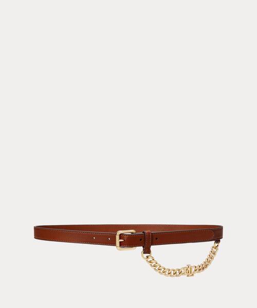Ralph Lauren ロゴチェーンレザースキニーベルト 【ラルフローレン】 セール】ロゴチェーン レザー スキニー ベルト(ベルト