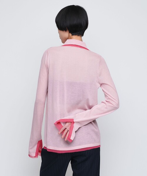 カーディガン 「AEWEN MATOPH」シフォンコンビ ポロ カーディガン レディース セール】＜AEWEN MATOPH＞シフォンコンビ ポロ カーディガン