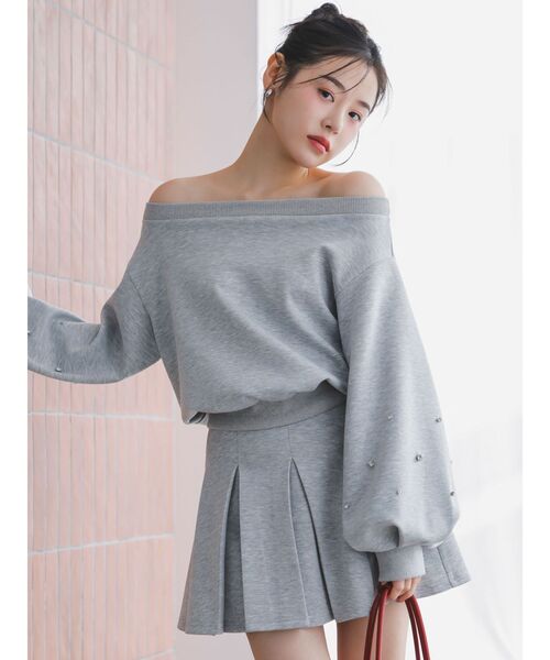 dazzlin（ダズリン）の「ビジュースリーブカットプルオーバー（スウェット・レディース・ブラック/グレー/オフホワイト・FREE）」の14枚目の写真