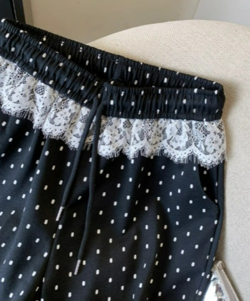 ampm（エーエムピーエム）の「※【ampm】ドット柄レースベルト付きスウェットパンツ（スウェットパンツ・レディース・ブラック/グレー・FREE）」の7枚目の写真