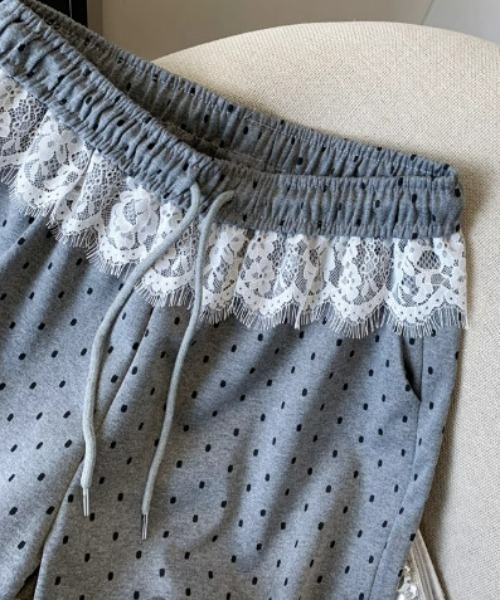 ampm（エーエムピーエム）の「※【ampm】ドット柄レースベルト付きスウェットパンツ（スウェットパンツ・レディース・ブラック/グレー・FREE）」の13枚目の写真