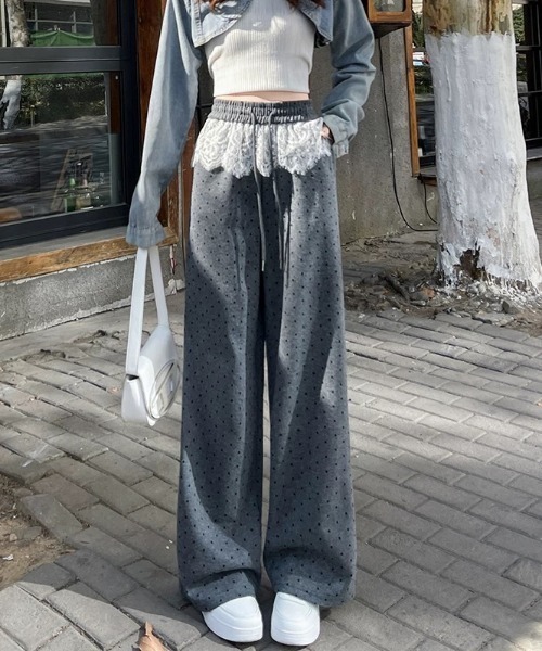 ampm（エーエムピーエム）の「※【ampm】ドット柄レースベルト付きスウェットパンツ（スウェットパンツ・レディース・ブラック/グレー・FREE）」の21枚目の写真