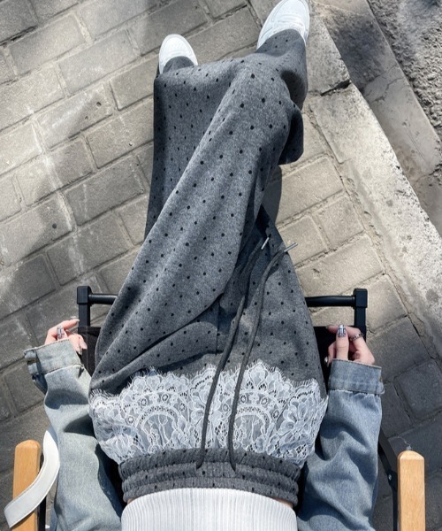 ampm（エーエムピーエム）の「※【ampm】ドット柄レースベルト付きスウェットパンツ（スウェットパンツ・レディース・ブラック/グレー・FREE）」の22枚目の写真