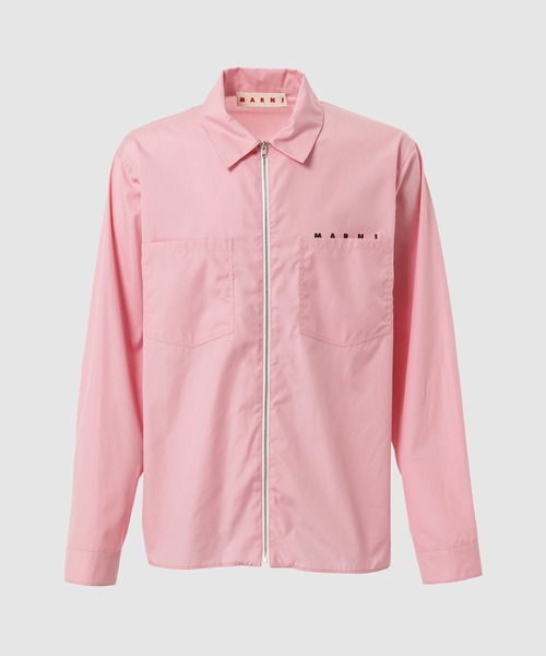 MARNI LOGO / オーガニックポプリン ジップアップシャツ