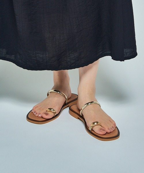 NICOLAS LAINAS（ニコラスライナス）の「【NICOLAS LAINAS】メタルレザーフラットサンダル C313LT（サンダル・レディース・ブラック系その他2/ブラック/ベージュ・37/36/39/38）」の11枚目の写真