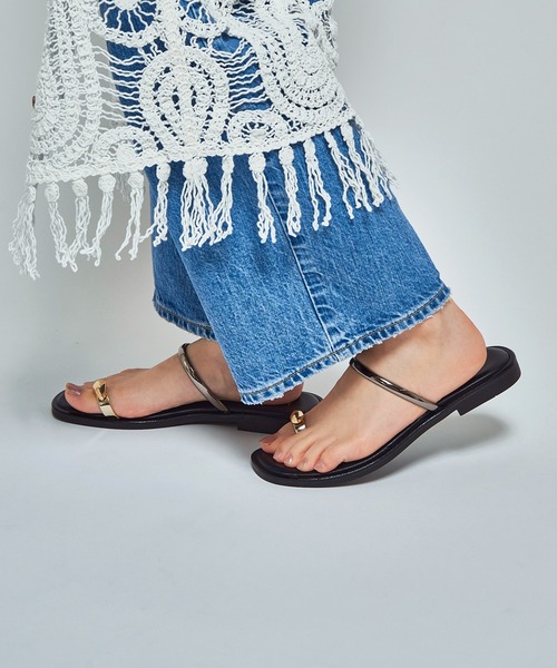 NICOLAS LAINAS（ニコラスライナス）の「【NICOLAS LAINAS】メタルレザーフラットサンダル C313LT（サンダル・レディース・ブラック系その他2/ブラック/ベージュ・37/36/39/38）」の6枚目の写真