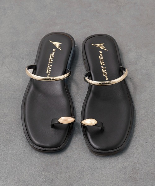 NICOLAS LAINAS（ニコラスライナス）の「【NICOLAS LAINAS】メタルレザーフラットサンダル C313LT（サンダル・レディース・ブラック系その他2/ブラック/ベージュ・37/36/39/38）」の22枚目の写真