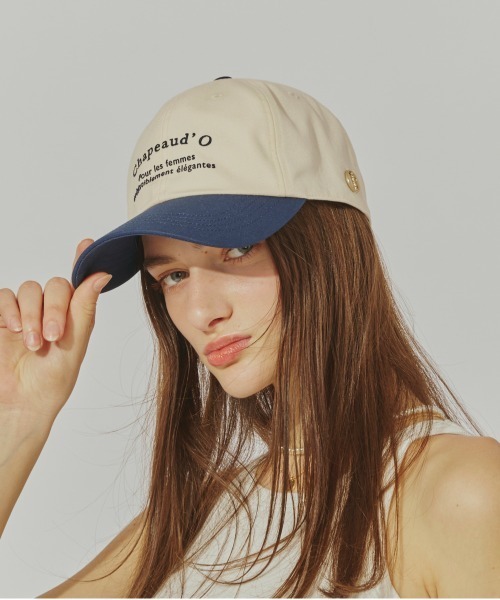 Chapeau d' O(シャポードオー)の「Chapeau d' O Canvas Arch Logo Cap / シャポードオー(キャップ・レディース・ライトブルー/ホワイト/ピンク/ネイビー/ホワイト×ネイビー・FREE)」の1枚目の写真