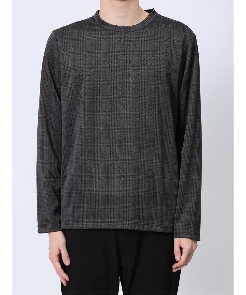 renoma HOMME（レノマオム）の「【ストレッチ ウォッシャブル】レノマ オム 千鳥ジャガード クルーネック長袖Tシャツ（Tシャツ/カットソー・メンズ・ホワイト/ブラック・MEDIUM/LARGE/X-LARGE）」の5枚目の写真