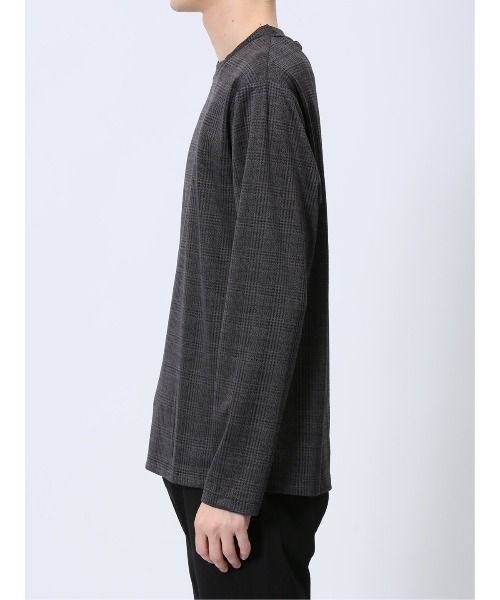 renoma HOMME（レノマオム）の「【ストレッチ ウォッシャブル】レノマ オム 千鳥ジャガード クルーネック長袖Tシャツ（Tシャツ/カットソー・メンズ・ホワイト/ブラック・MEDIUM/LARGE/X-LARGE）」の6枚目の写真