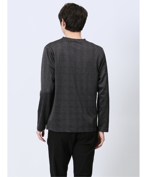 renoma HOMME（レノマオム）の「【ストレッチ ウォッシャブル】レノマ オム 千鳥ジャガード クルーネック長袖Tシャツ（Tシャツ/カットソー・メンズ・ホワイト/ブラック・MEDIUM/LARGE/X-LARGE）」の12枚目の写真