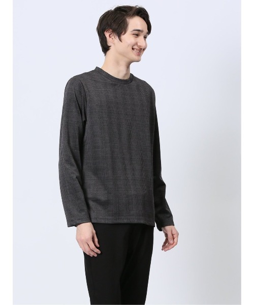 renoma HOMME（レノマオム）の「【ストレッチ ウォッシャブル】レノマ オム 千鳥ジャガード クルーネック長袖Tシャツ（Tシャツ/カットソー・メンズ・ホワイト/ブラック・MEDIUM/LARGE/X-LARGE）」の13枚目の写真