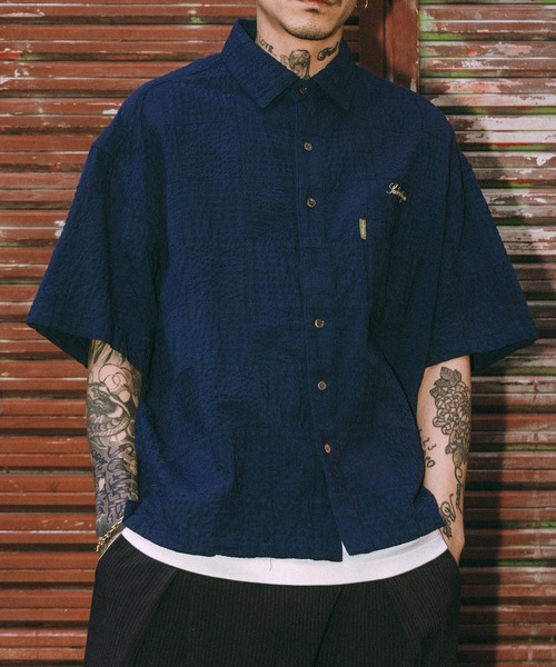 Subciety(サブサエティ)の「Patch work shirt(シャツ/ブラウス・メンズ・ブラック/ホワイト/ネイビー・X-LARGE/LARGE/MEDIUM/SMALL)」の3枚目の写真
