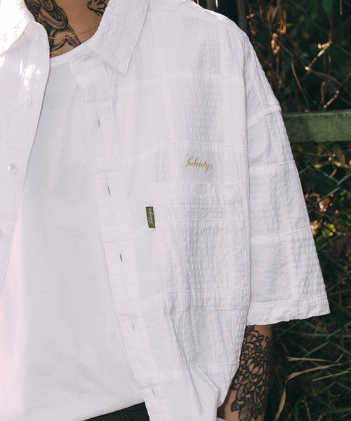 Subciety(サブサエティ)の「Patch work shirt(シャツ/ブラウス・メンズ・ブラック/ホワイト/ネイビー・X-LARGE/LARGE/MEDIUM/SMALL)」の11枚目の写真