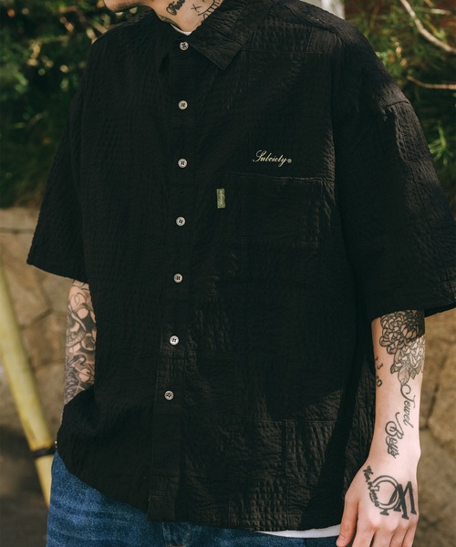 Subciety(サブサエティ)の「Patch work shirt(シャツ/ブラウス・メンズ・ブラック/ホワイト/ネイビー・X-LARGE/LARGE/MEDIUM/SMALL)」の12枚目の写真