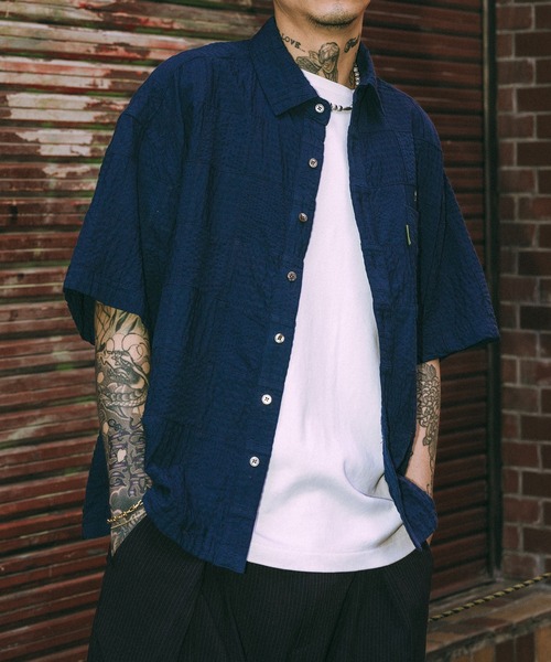 Subciety(サブサエティ)の「Patch work shirt(シャツ/ブラウス・メンズ・ブラック/ホワイト/ネイビー・X-LARGE/LARGE/MEDIUM/SMALL)」の13枚目の写真