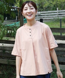 【関税込み】BLUEMARBLE オレンジ クロップド ヘンリーネック Tシャツ/カットソー（オレンジ/橙色系・ヘンリーネック