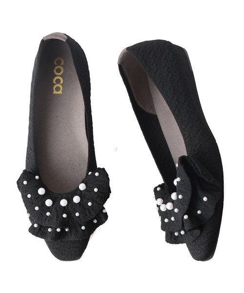 coca(ANDEX shoes product)(コカ)の「【SUSTINABLE】パール付きリボンニットフラットパンプス(パンプス・レディース・ブラック/ベージュ・LARGE/MEDIUM/SMALL)」の18枚目の写真