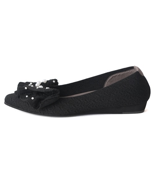 coca(ANDEX shoes product)(コカ)の「【SUSTINABLE】パール付きリボンニットフラットパンプス(パンプス・レディース・ブラック/ベージュ・LARGE/MEDIUM/SMALL)」の19枚目の写真