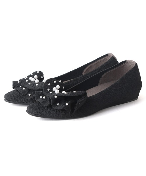 coca(ANDEX shoes product)(コカ)の「【SUSTINABLE】パール付きリボンニットフラットパンプス(パンプス・レディース・ブラック/ベージュ・LARGE/MEDIUM/SMALL)」の17枚目の写真