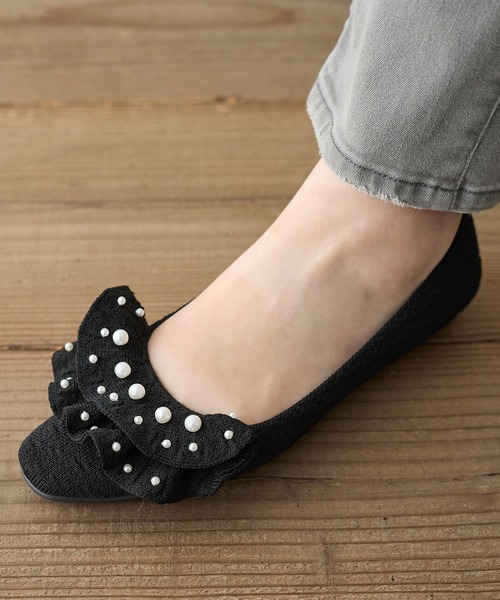 coca(ANDEX shoes product)(コカ)の「【SUSTINABLE】パール付きリボンニットフラットパンプス(パンプス・レディース・ブラック/ベージュ・LARGE/MEDIUM/SMALL)」の16枚目の写真